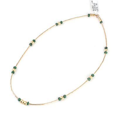 14 Ayar Altın Has Zümrüt Taşlı Şarnel Kolye - 3