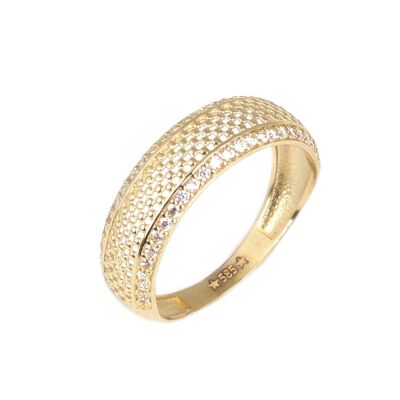 14 Ayar Altın Hasır Model Zirkon Taşlı Yüzük - 1