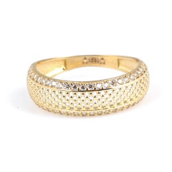 14 Ayar Altın Hasır Model Zirkon Taşlı Yüzük - 3