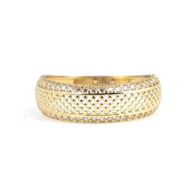 14 Ayar Altın Hasır Model Zirkon Taşlı Yüzük - 4