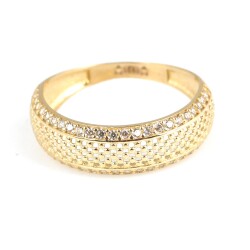 14 Ayar Altın Hasır Model Zirkon Taşlı Yüzük - 5