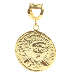 14 Ayar Altın İbranice Yazılı Madalyon Kolye Ucu - Nusrettaki