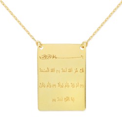 Gold Plate of verse Ihlas Design Necklace - Nusrettaki