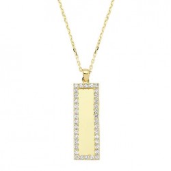 14K Gold Bar Personalized Pendant Necklace - Nusrettaki