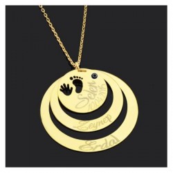 14K Gold Family Pendant Necklace with Name's - Nusrettaki
