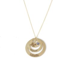 14K Gold Family Pendant Necklace with Name's - Nusrettaki (1)