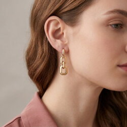 14 Ayar Altın Kalın Zincir Model Küpe - Nusrettaki