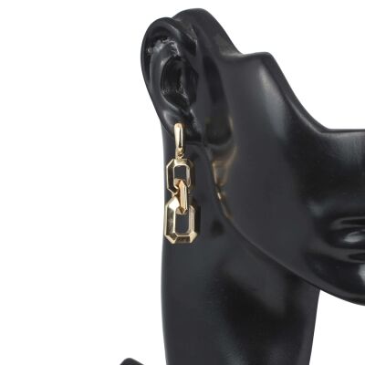 14 Ayar Altın Kalın Zincir Model Küpe - 3