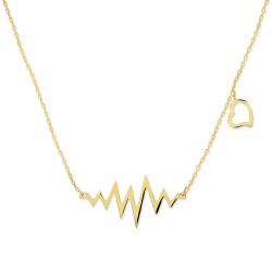 Gold Heart Beat Necklace - Nusrettaki