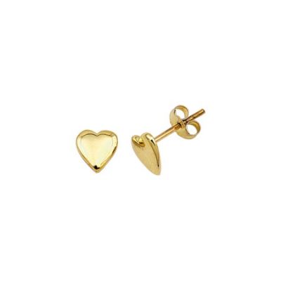 14K Gold Tiny Heart Stud Earrings - 1
