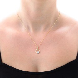 Nusrettaki - Gold Heart & Heart Necklace