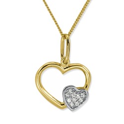 Gold Heart & Heart Necklace - Nusrettaki (1)