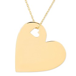 14K Gold Plate Heart Necklace - Nusrettaki (1)