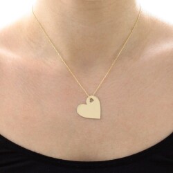 14K Gold Plate Heart Necklace - Nusrettaki