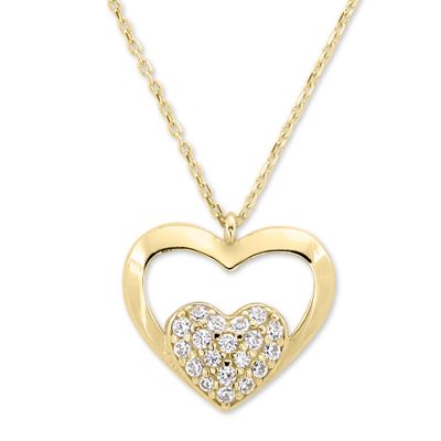 14K Gold Nested Heart Necklace - 2