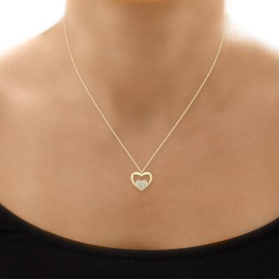 14K Gold Nested Heart Necklace - 1