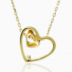 Gold Double Heart Necklace - Nusrettaki