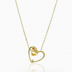 Gold Double Heart Necklace - Nusrettaki (1)
