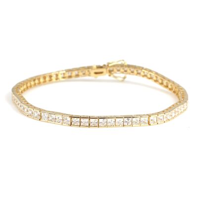 14 Ayar Altın Kare Zirkon Taşlı Su Yolu Bileklik - 1