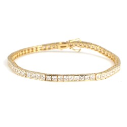 14 Ayar Altın Kare Zirkon Taşlı Su Yolu Bileklik - Nusrettaki