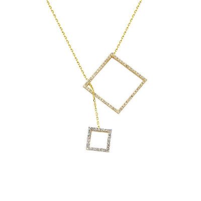 14 Ayar Altın Kareler Kolye - 1