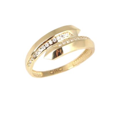 14 Ayar Altın Kavuşma Taşlı Yüzük - 1