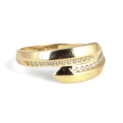 14 Ayar Altın Kavuşma Taşlı Yüzük - 3