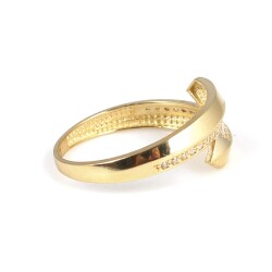 14 Ayar Altın Kavuşma Taşlı Yüzük - 5