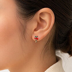 14 Ayar Altın Kiraz Model Çocuk Küpesi - Nusrettaki (1)