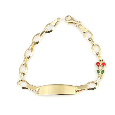 14 Ayar Altın Kiraz Model Zincir Çocuk Bilekliği - 1