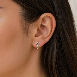 14 Ayar Altın Kırmız Taşlı Papatya Çocuk Küpesi - Nusrettaki (1)