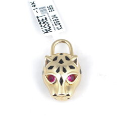 14 Ayar Altın Kırmızı Taşlı Panter Model Kolye Ucu - Nusrettaki