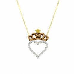 Gold Crown Heart Necklace - Nusrettaki
