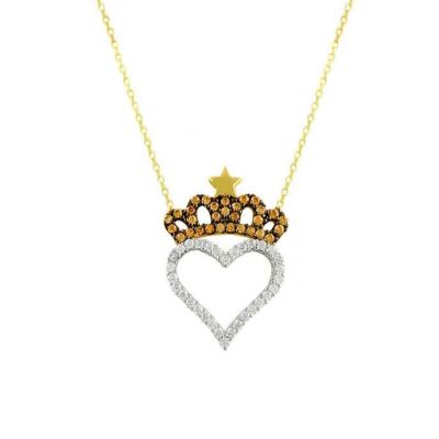 Gold Crown Heart Necklace - 1