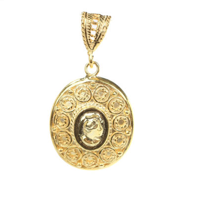 14 Ayar Altın Kraliçe Elizabeth Figürlü Madalyon Kolye Ucu - 2