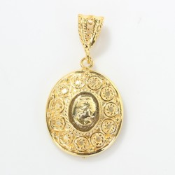 Nusrettaki - 14 Ayar Altın Kraliçe Elizabeth Figürlü Madalyon Kolye Ucu