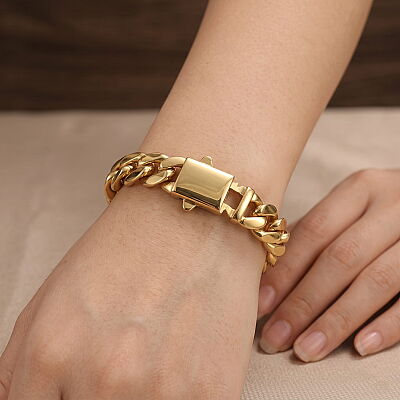 14 Ayar Altın Kutu Kilitli Gurme Zincir Bileklik - 2