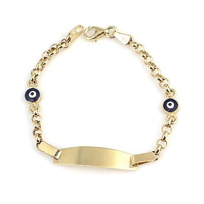 14 Ayar Altın Lacivert Göz Boncuğu Çocuk Bilekliği - 1