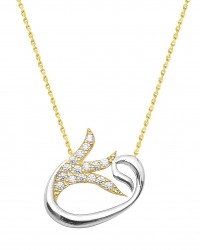 Gold Vav Letter & Tulip Design Necklace - Nusrettaki