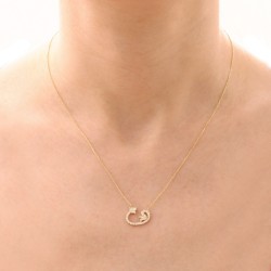 14k Gold Tulip & Vav Arabic Letter Design Necklace with CZ - Nusrettaki (1)