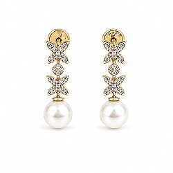 14 Ayar Altın Luna Yıldız Çiçeği Küpe - Nusrettaki