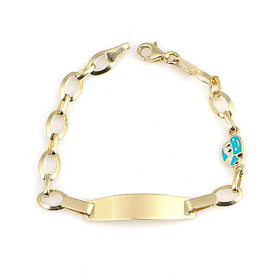 14 Ayar Altın Mavi Mineli Araba Çocuk Bilekiği - 1