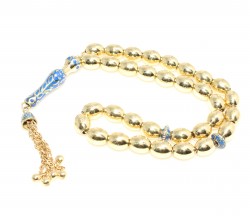 14K Gold Blue Emerald Prayer Beads - Nusrettaki (1)