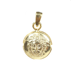 14 Ayar Altın Medussa Kafası Figürlü Madalyon Kolye Ucu - Thumbnail