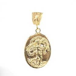 14 Ayar Altın Melek Figürlü Madalyon Kolye Ucu - Nusrettaki (1)