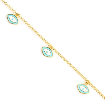 14 Ayar Altın Mineli Göz Boncuklu Halhal - 2