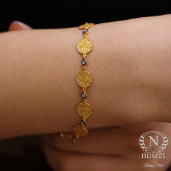 14K Gold Bracelet with Tiny Ottoman Coins - Nusrettaki