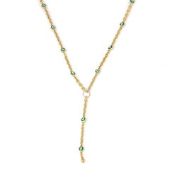 14 Ayar Altın Nazar Boncuklu Y Kolye - Nusrettaki (1)