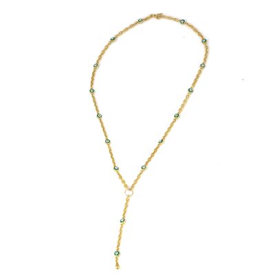 14 Ayar Altın Nazar Boncuklu Y Kolye - 3