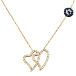 Gold Couple Heart & Evil Eye Necklace - Nusrettaki (1)